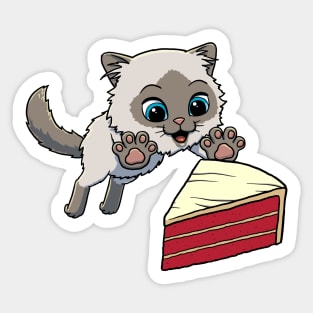 Himalayan Cat excited to eat Red Velvet Cake Sticker